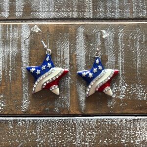 Star-Shaped Patriotic Earrings